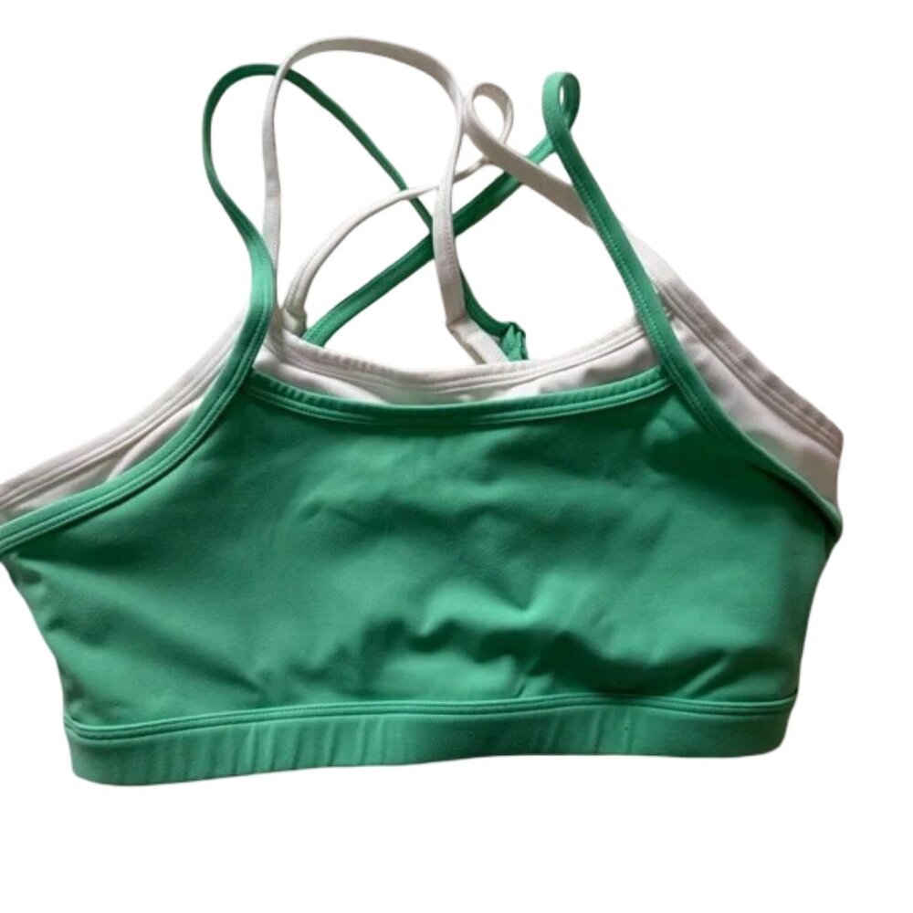 Aoxjox Green and White Strappy Sports Bra